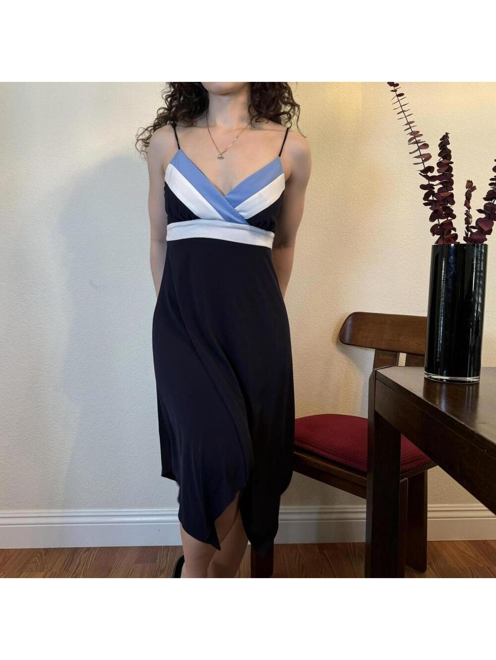 Y2K Charlotte Russe Babydoll Midi Dress with Asymmetrical Hem